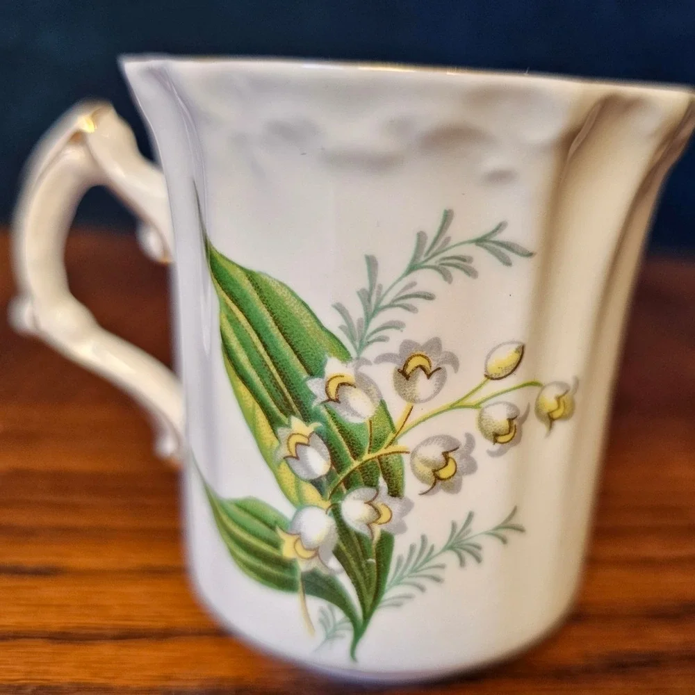 Hammersley Lily of the Valley Bone China Demitasse Cup Gold Trim Made in England